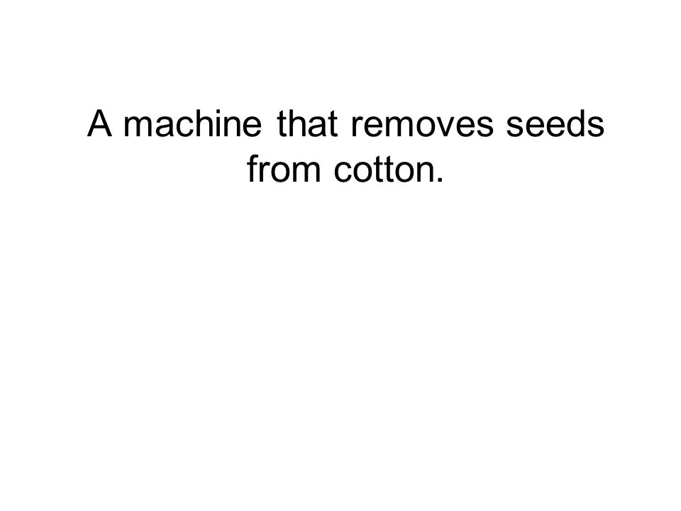 A machine that removes seeds from cotton.