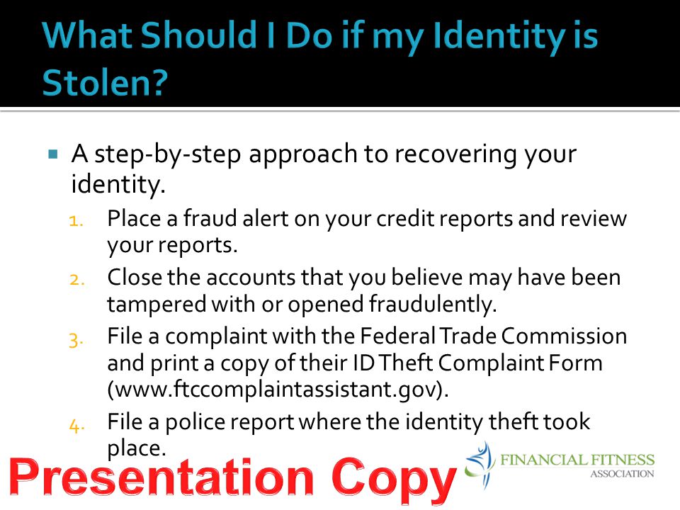  A step-by-step approach to recovering your identity.