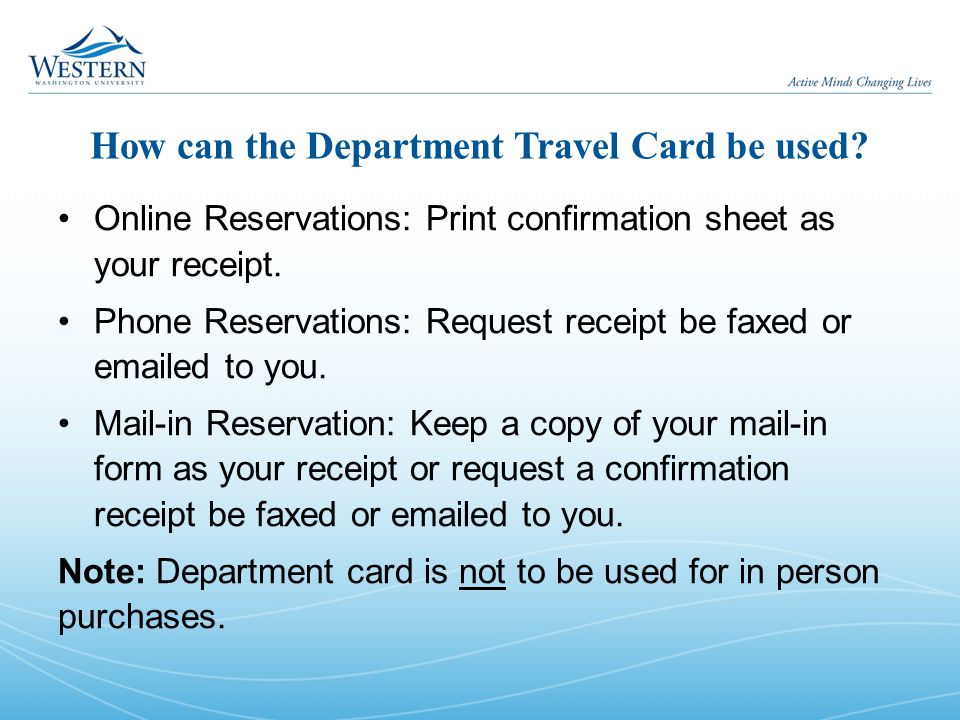 How can the Department Travel Card be used.