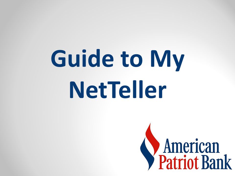 Guide to My NetTeller