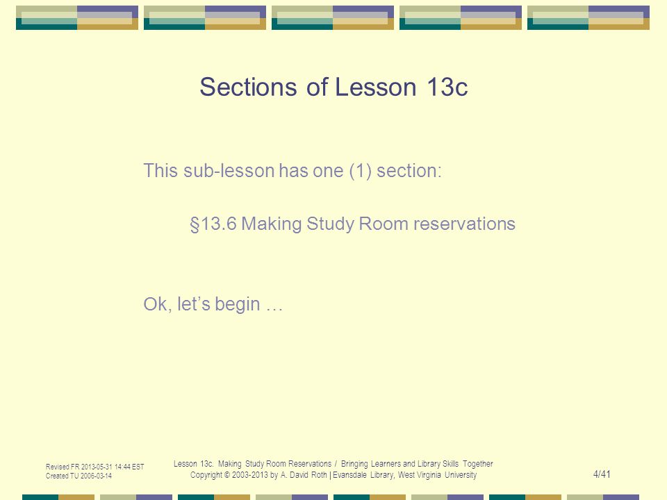 Revised FR :44 EST Created TU Lesson 13c.