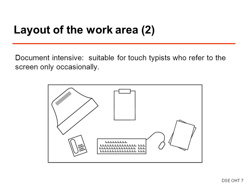 Layout of the work area (2) Document intensive: suitable for touch typists who refer to the screen only occasionally.