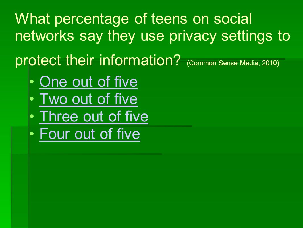 What percentage of teens on social networks say they use privacy settings to protect their information.