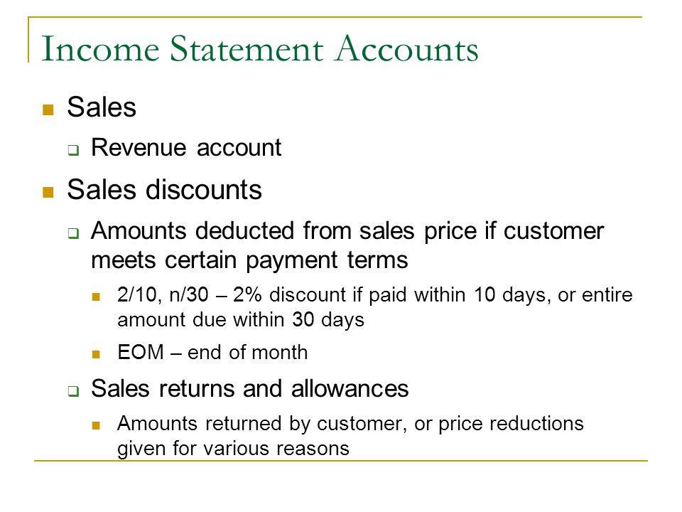 Accounting For Merchandise Operations Chapter 4 Income Statement