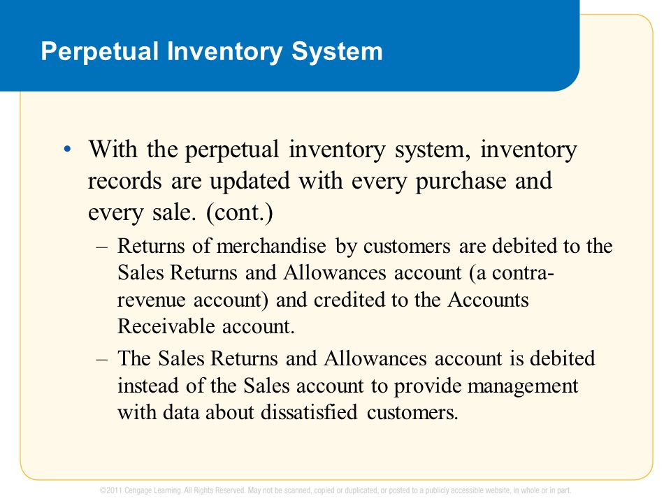 Perpetual Inventory System With the perpetual inventory system, inventory records are updated with every purchase and every sale.