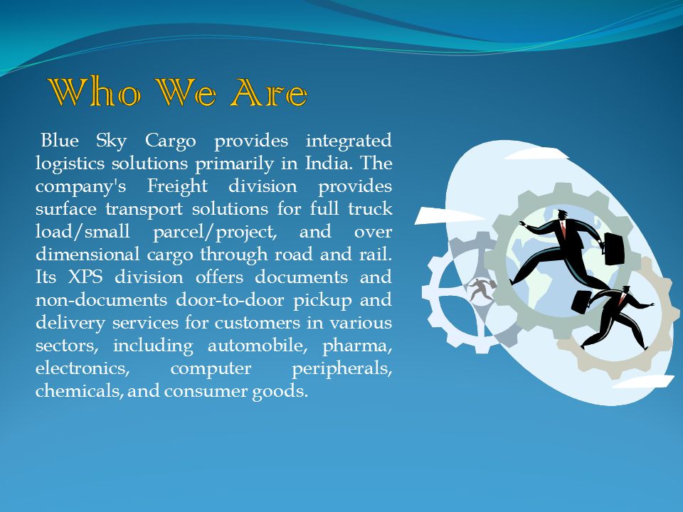 Blue Sky Cargo provides integrated logistics solutions primarily in India.
