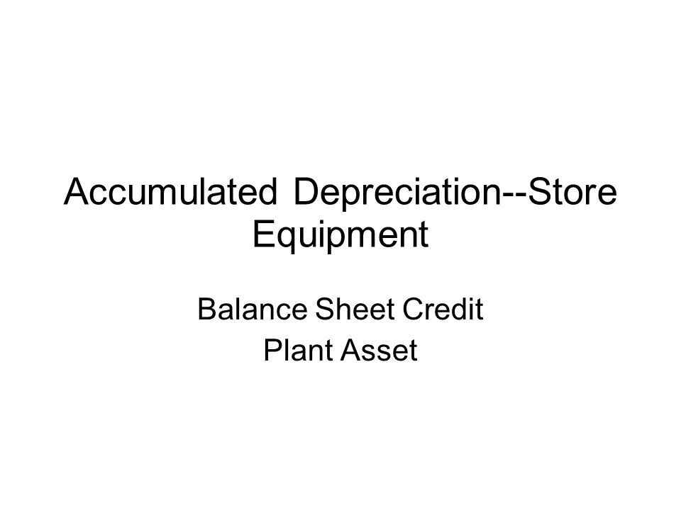 Accumulated Depreciation--Store Equipment Balance Sheet Credit Plant Asset