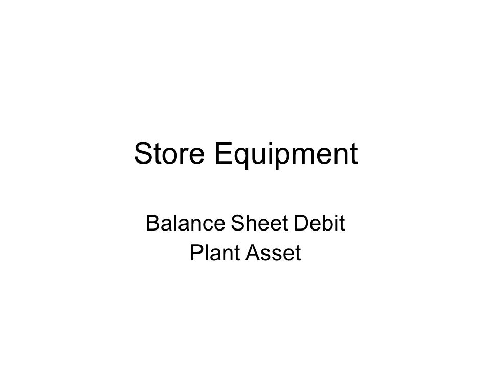 Store Equipment Balance Sheet Debit Plant Asset