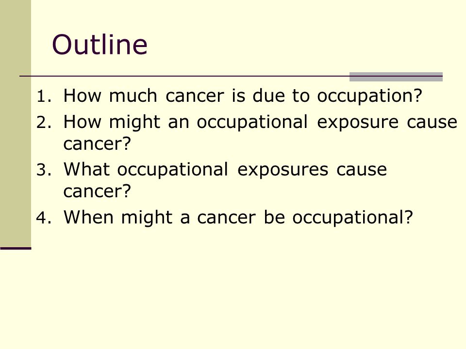 Outline 1. How much cancer is due to occupation. 2.