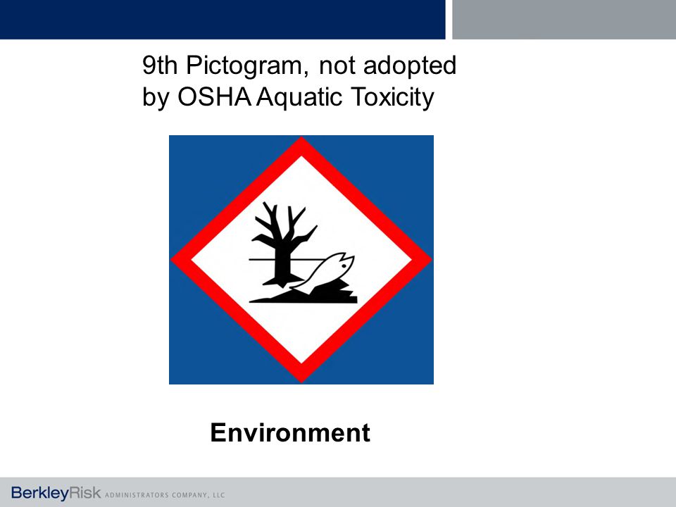 9th Pictogram, not adopted by OSHA Aquatic Toxicity Environment