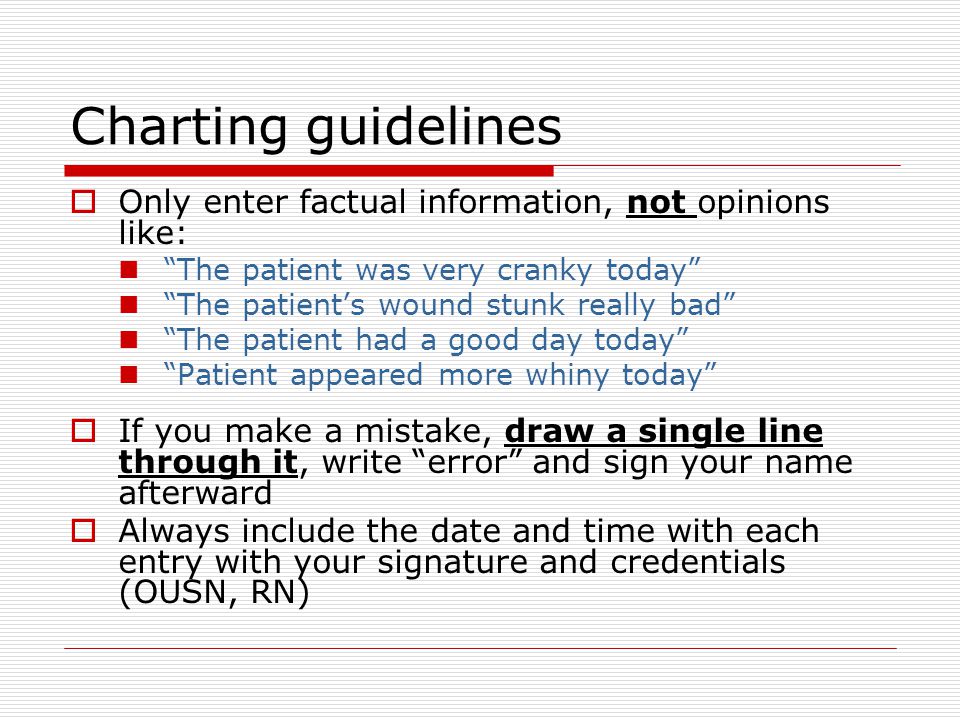 Nursing Charting Guidelines