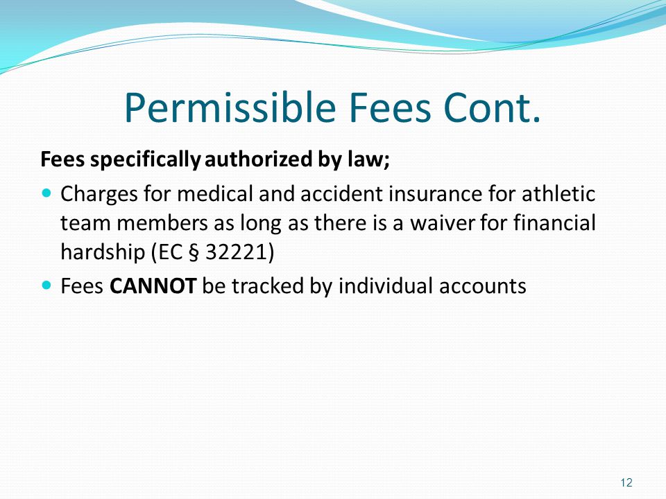 Permissible Fees Cont.