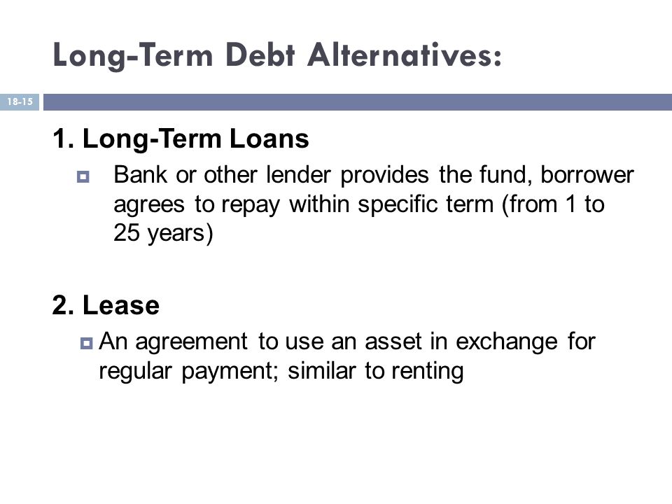 Long-Term Debt Alternatives: 1.