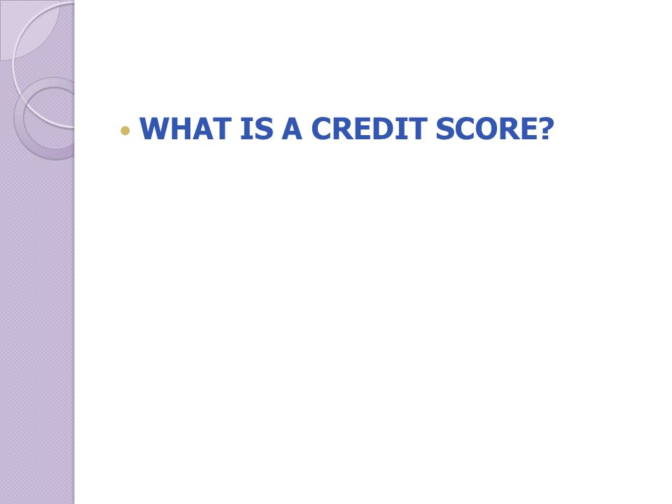 WHAT IS A CREDIT SCORE