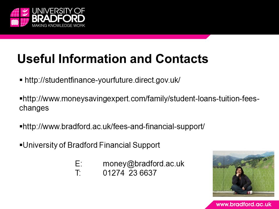 Useful Information and Contacts       changes     University of Bradford Financial Support T: