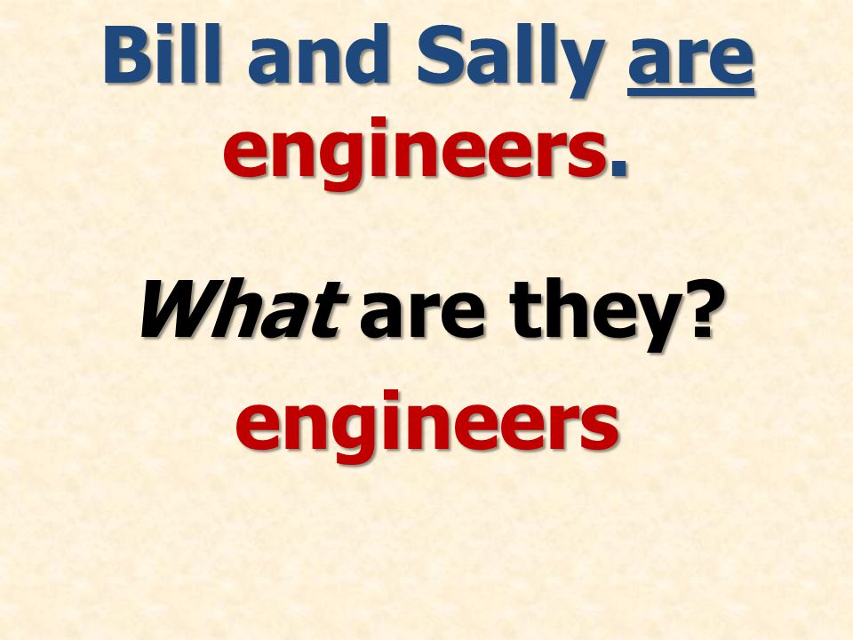 Bill and Sally are engineers. What are they engineers