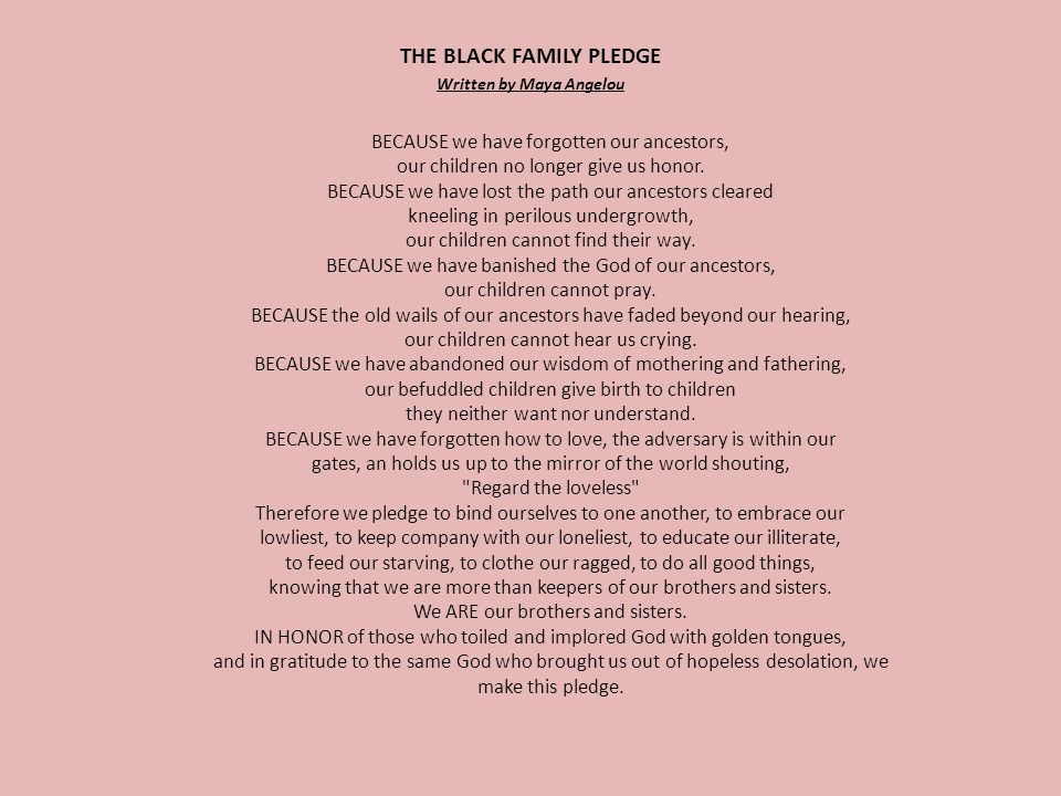 black family pledge maya angelou essay