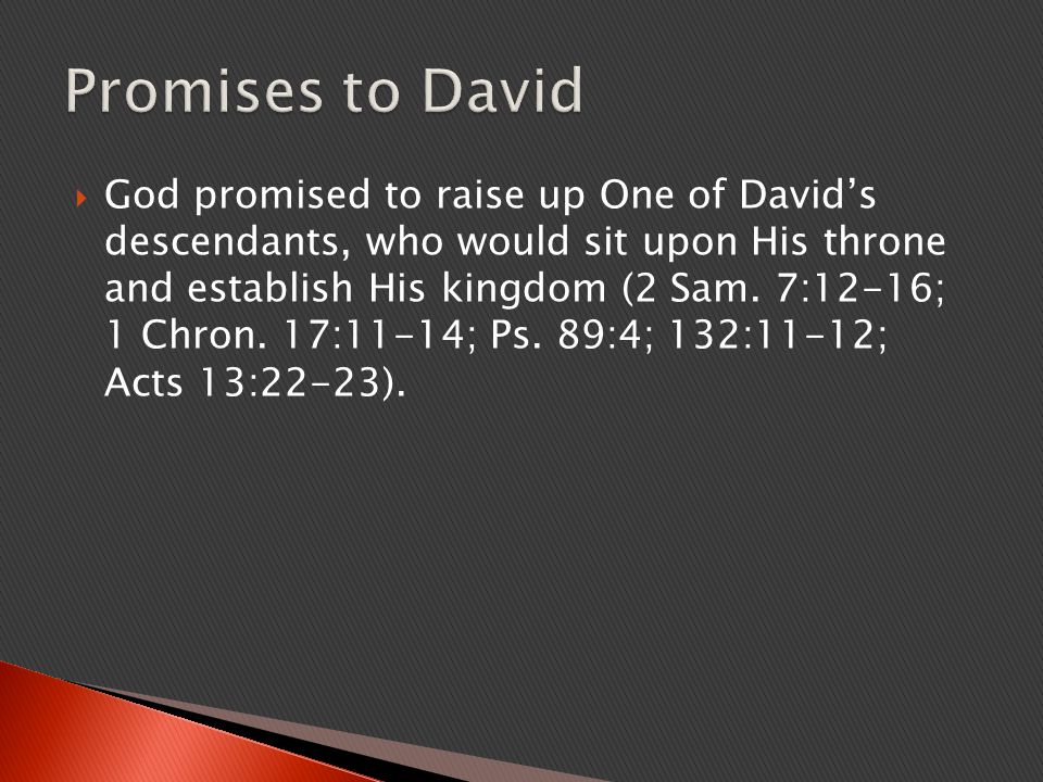  God promised to raise up One of David’s descendants, who would sit upon His throne and establish His kingdom (2 Sam.