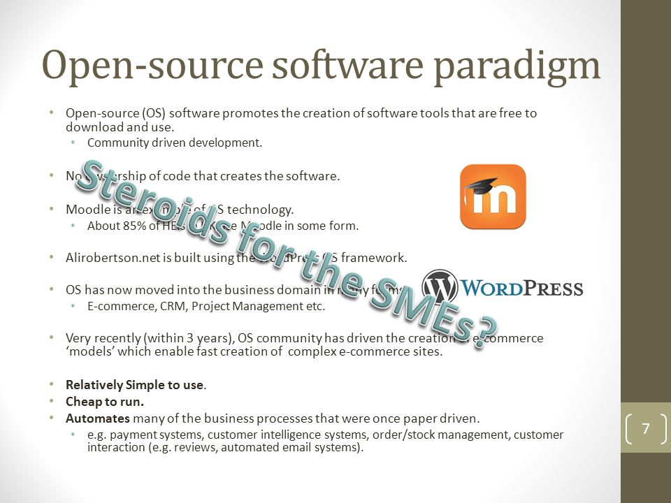 Open-source software paradigm Open-source (OS) software promotes the creation of software tools that are free to download and use.