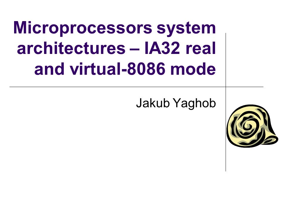 Microprocessors system architectures – IA32 real and virtual-8086 mode Jakub Yaghob