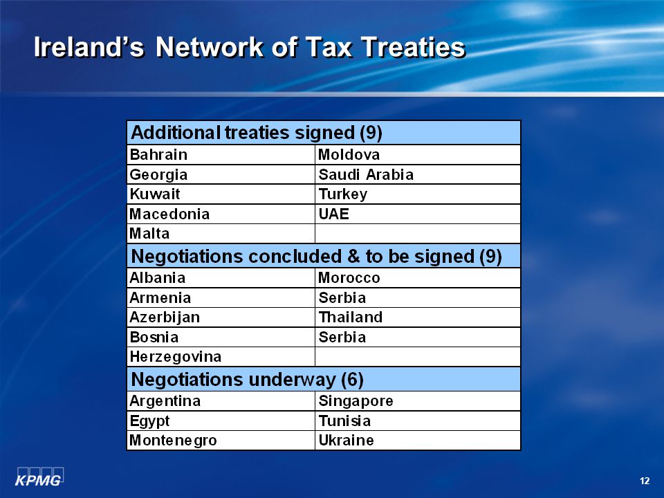 12 Ireland’s Network of Tax Treaties