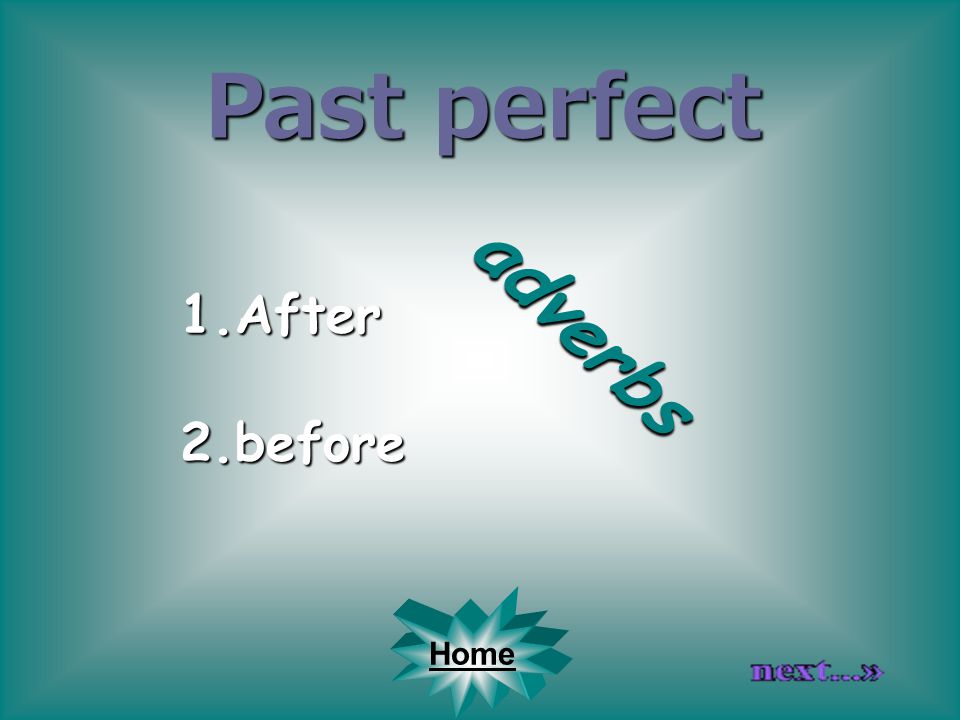 Past perfect 1.After2.before adverbs Home