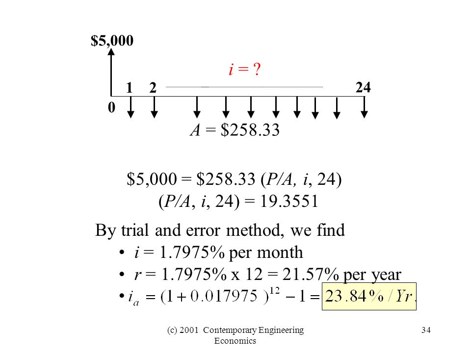 (c) 2001 Contemporary Engineering Economics 34 $5, i = .