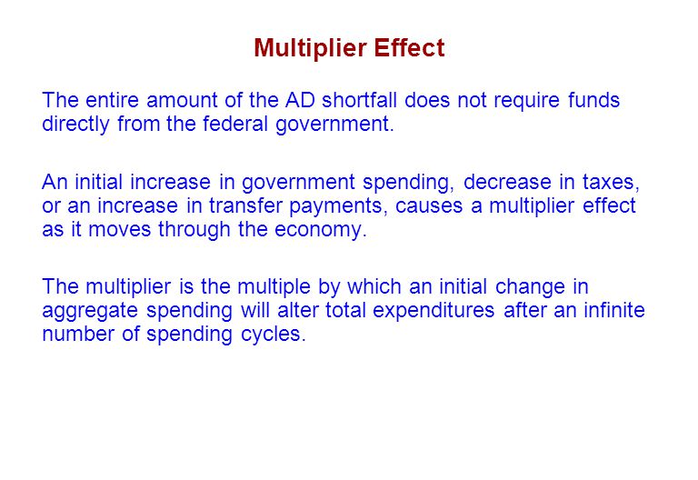 Multiplier Effect The entire amount of the AD shortfall does not require funds directly from the federal government.
