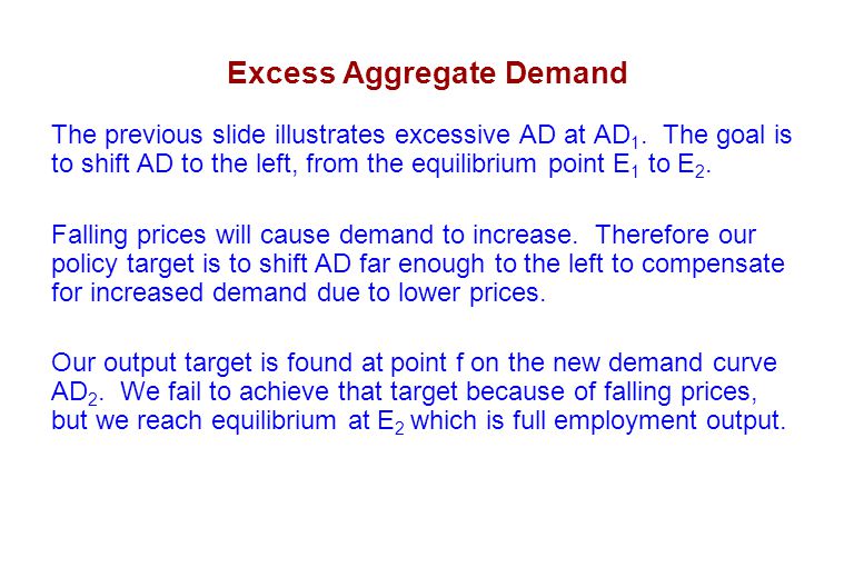 Excess Aggregate Demand The previous slide illustrates excessive AD at AD 1.