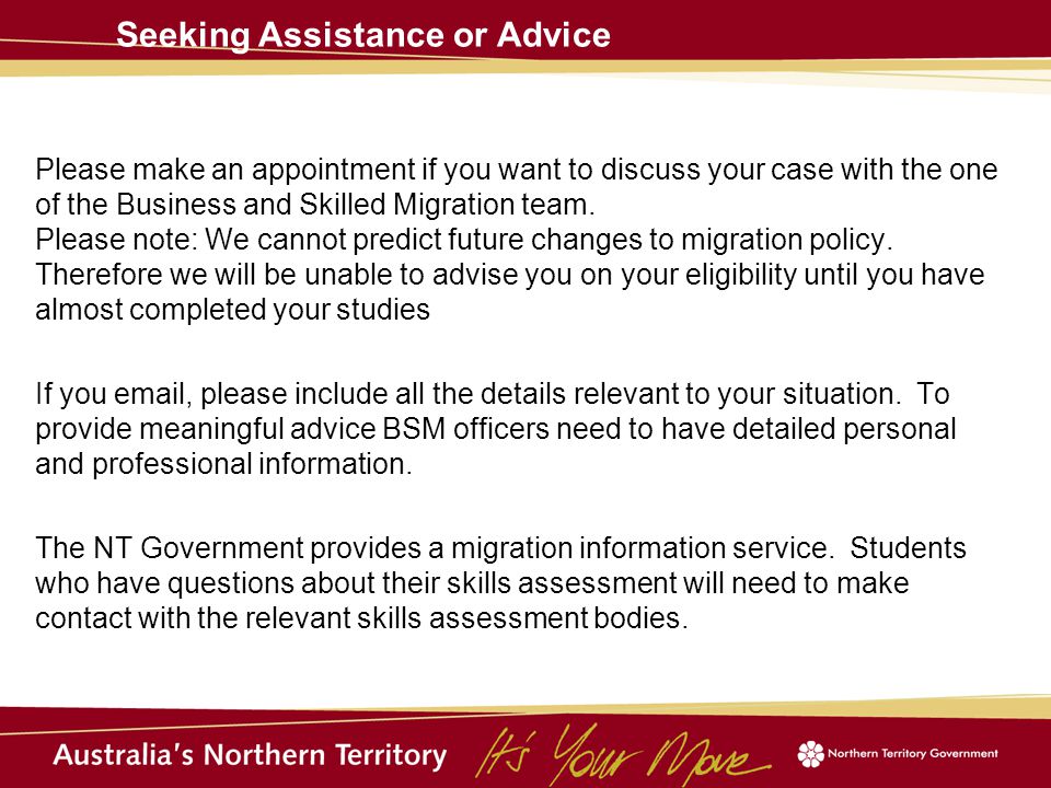 Please make an appointment if you want to discuss your case with the one of the Business and Skilled Migration team.
