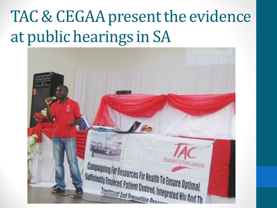 TAC & CEGAA present the evidence at public hearings in SA