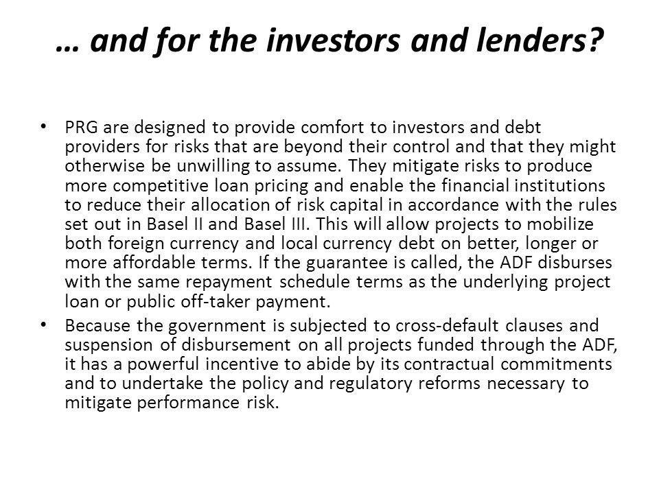 … and for the investors and lenders.