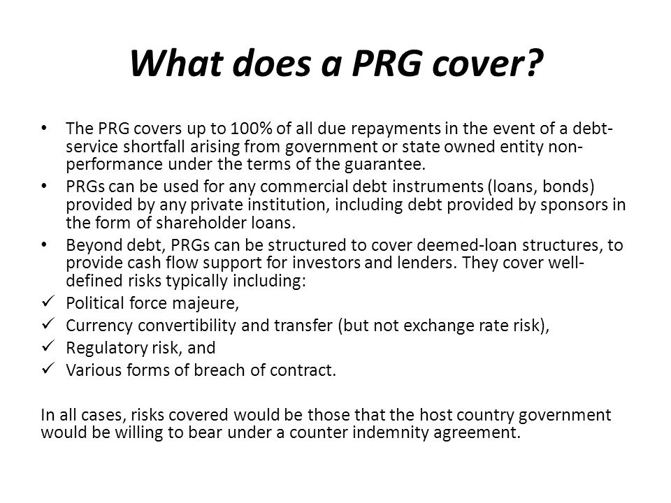What does a PRG cover.