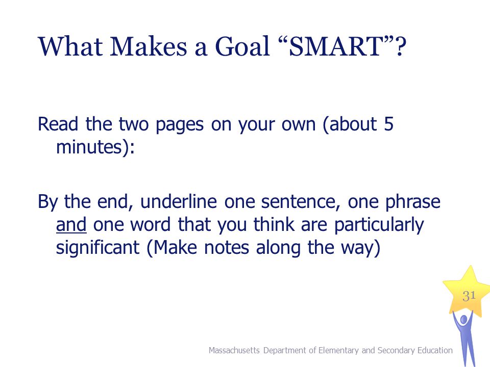 31 What Makes a Goal SMART .