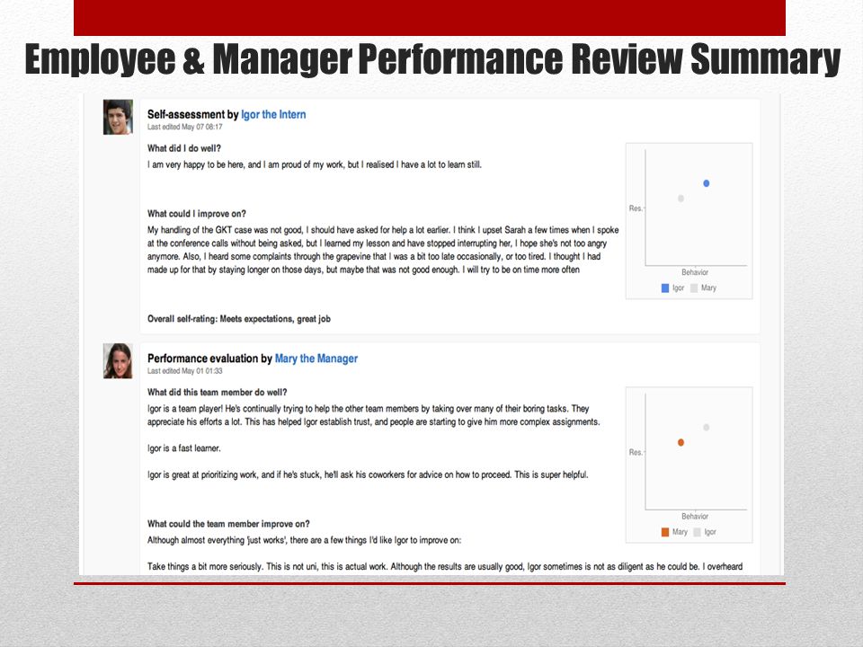Employee & Manager Performance Review Summary