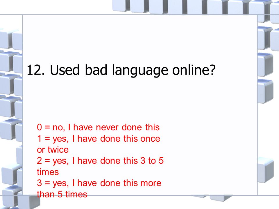 12. Used bad language online.