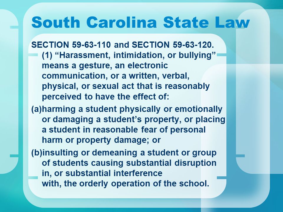 South Carolina State Law SECTION and SECTION
