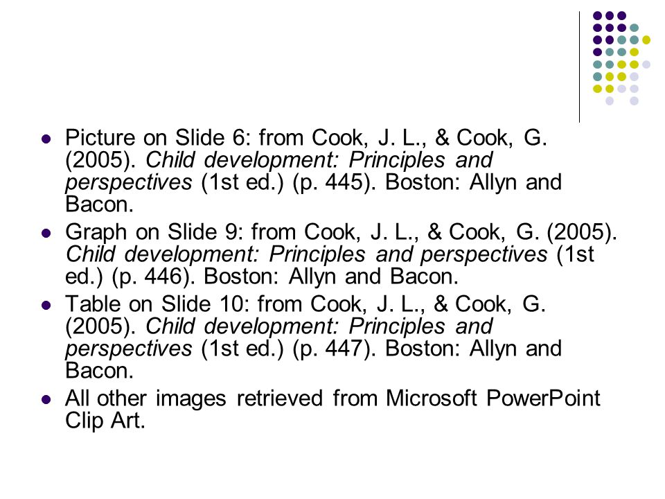 Picture on Slide 6: from Cook, J. L., & Cook, G. (2005).