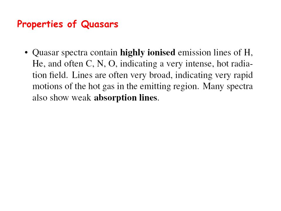Properties of Quasars