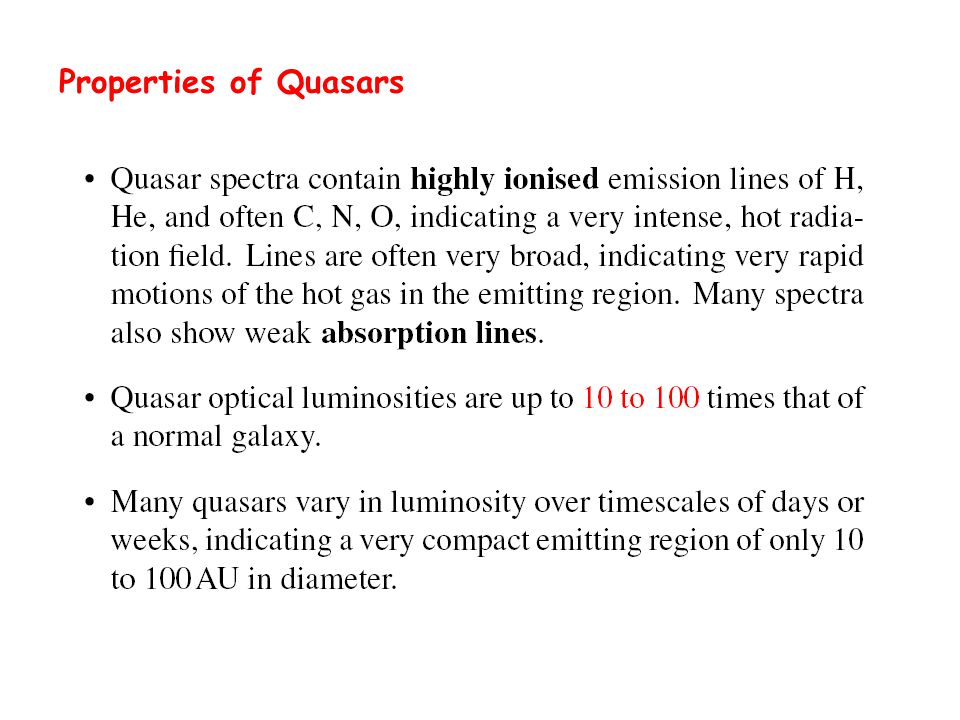 Properties of Quasars