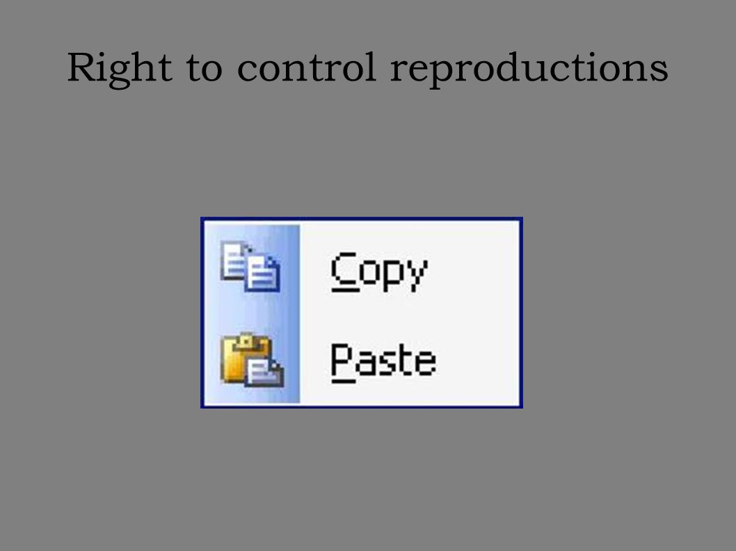Right to control reproductions