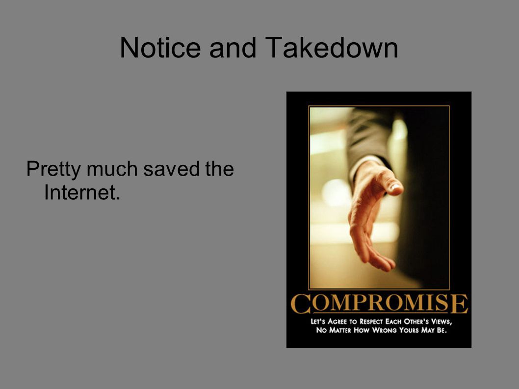 Notice and Takedown Pretty much saved the Internet.