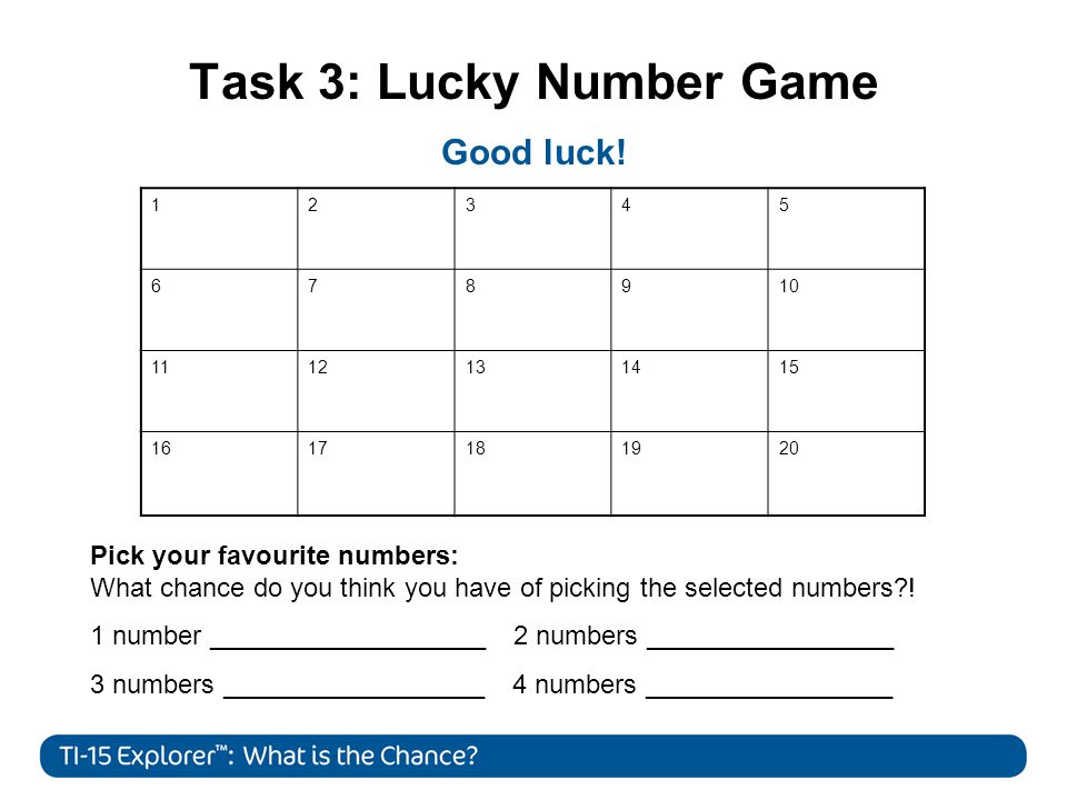 Task 3: Lucky Number Game Good luck.