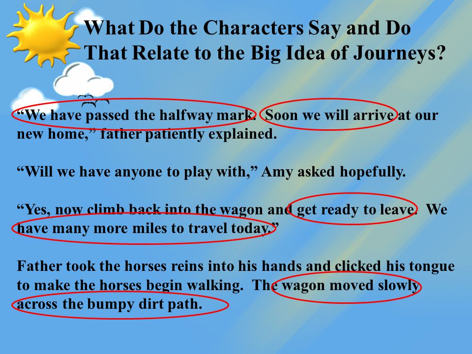 What Do the Characters Say and Do That Relate to the Big Idea of Journeys.