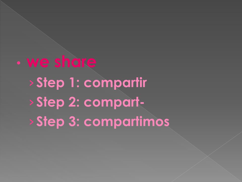 we share › Step 1: compartir › Step 2: compart- › Step 3: compartimos