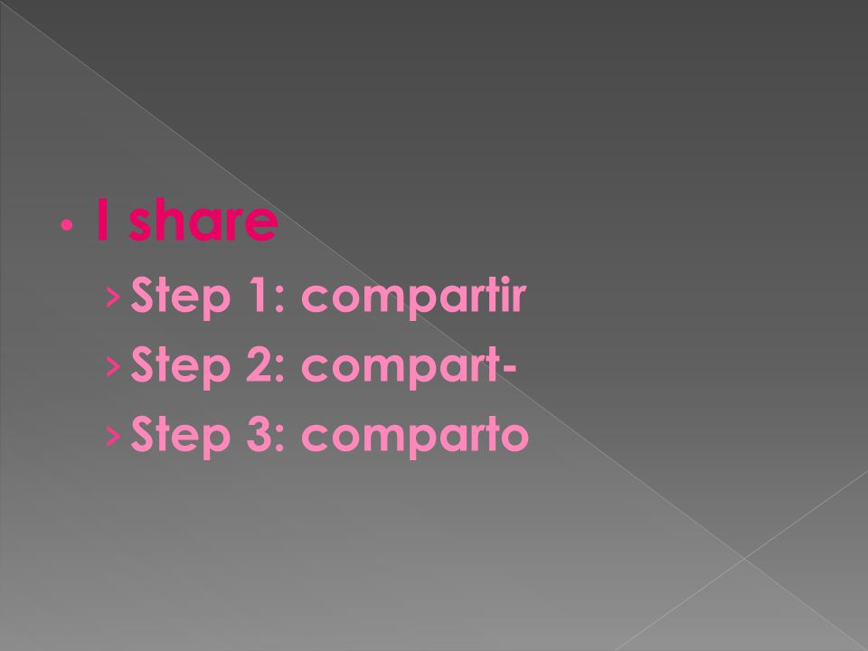 I share › Step 1: compartir › Step 2: compart- › Step 3: comparto