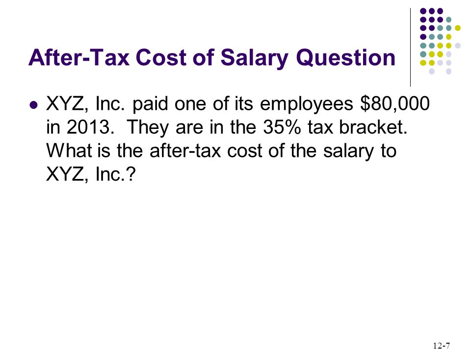 12-7 After-Tax Cost of Salary Question XYZ, Inc. paid one of its employees $80,000 in
