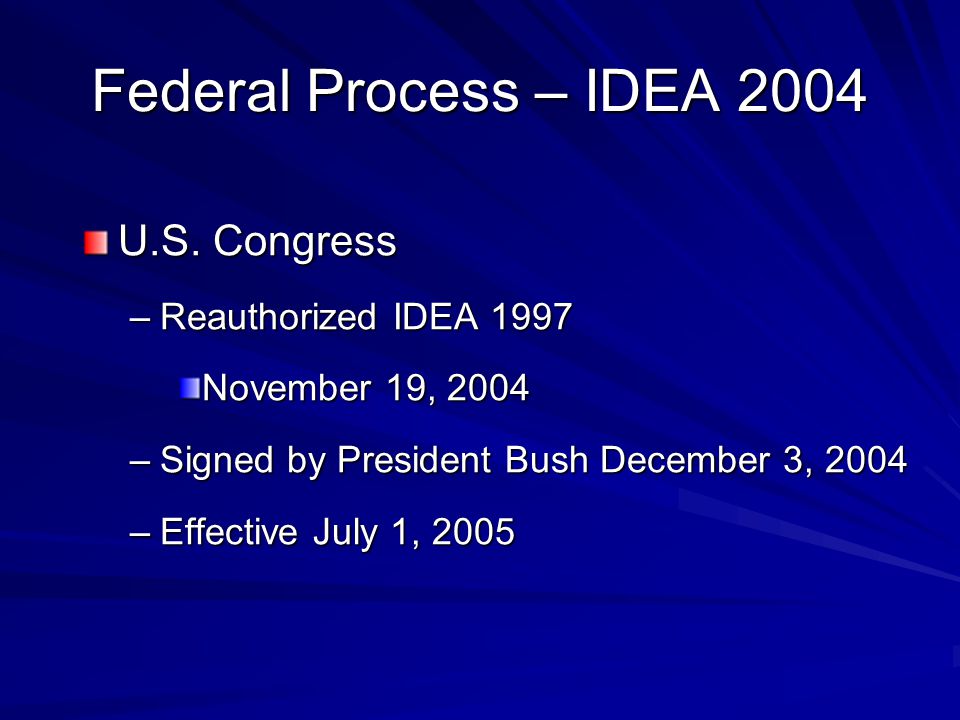 Federal Process – IDEA 2004 U.S.