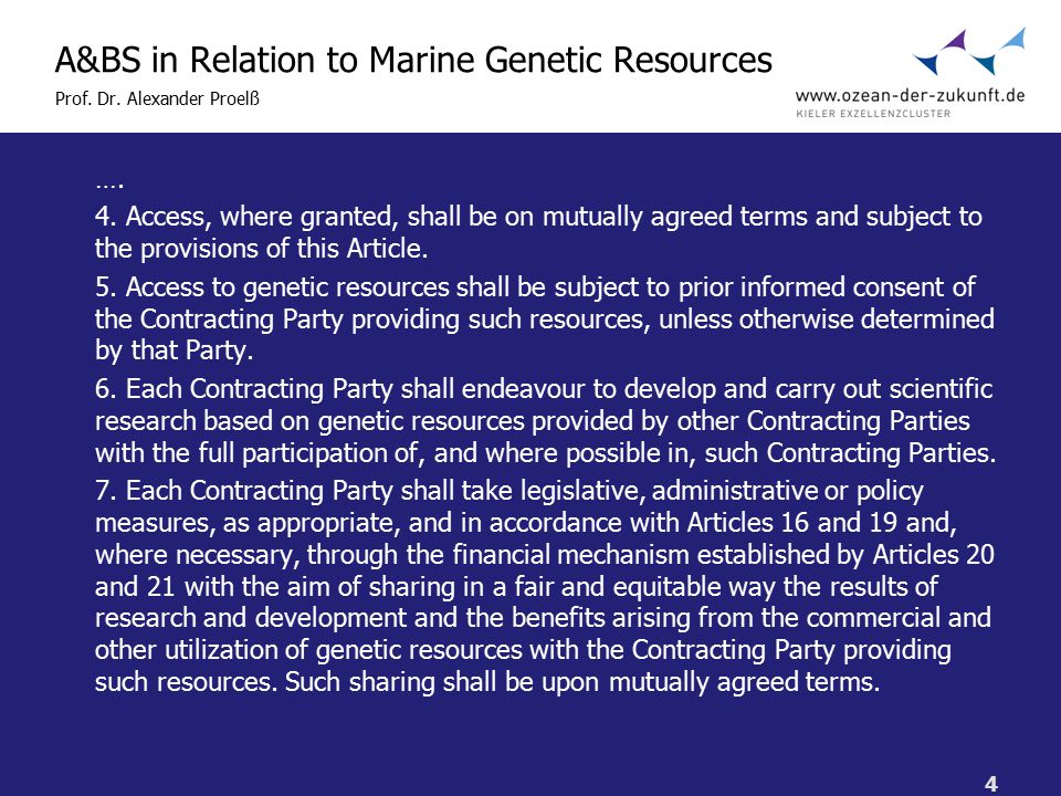 4 A&BS in Relation to Marine Genetic Resources Prof.