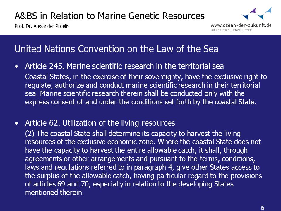 6 A&BS in Relation to Marine Genetic Resources Prof.